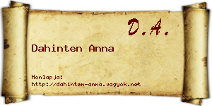 Dahinten Anna névjegykártya