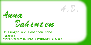 anna dahinten business card